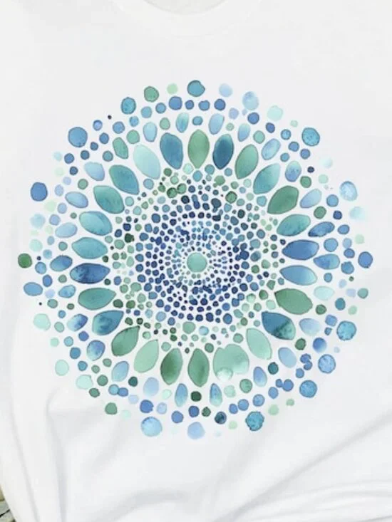 Watercolor Mandala T-Shirt, Boho Geometric Tee, Artistic Abstract Shirt 209 - Picture 2 of 5